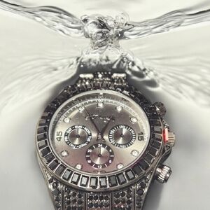 NEW Ed Hardy Luxury Silver Watch with Crystal Accents NWT